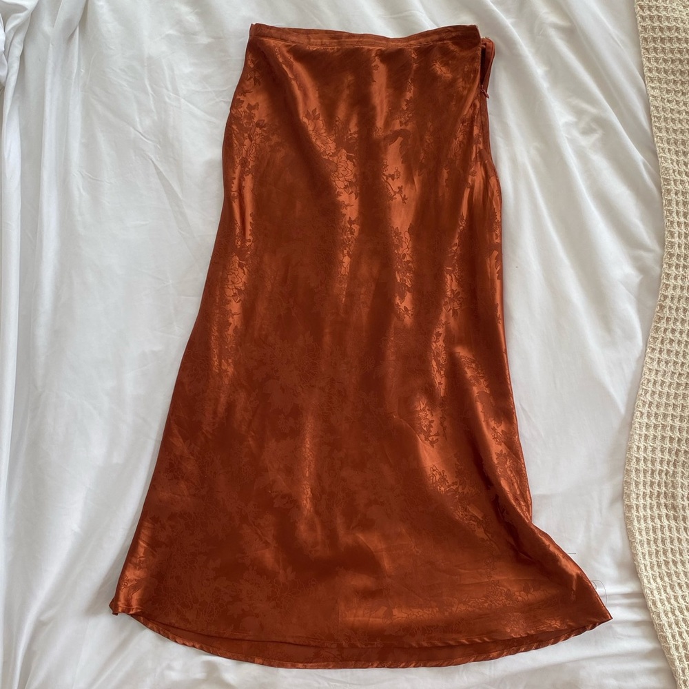 Forever 21 Faux Satin Midi Skirt